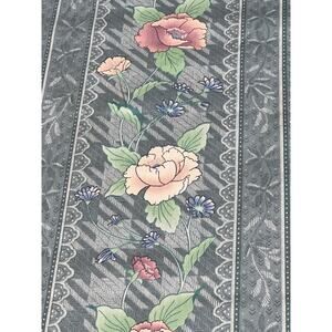 Vtg Margin Designs Fabric 102x56" Blue Pink Floral Bandana Striped Upholstery